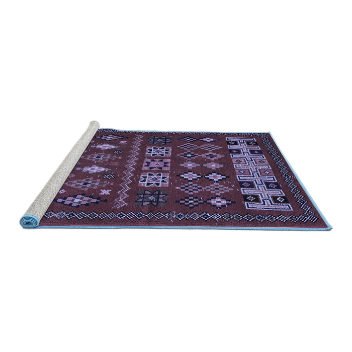 Sideview of Machine Washable Southwestern Blue Country Rug, wshabs5275blu