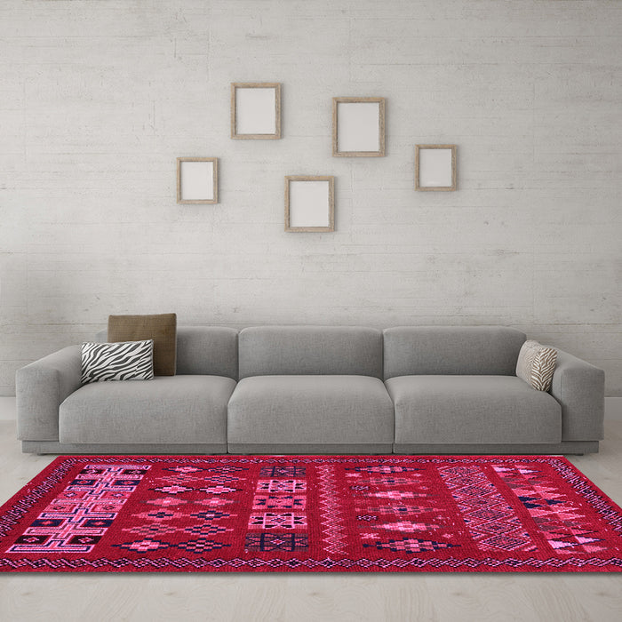 Machine Washable Southwestern Pink Country Rug in a Living Room, wshabs5275pnk
