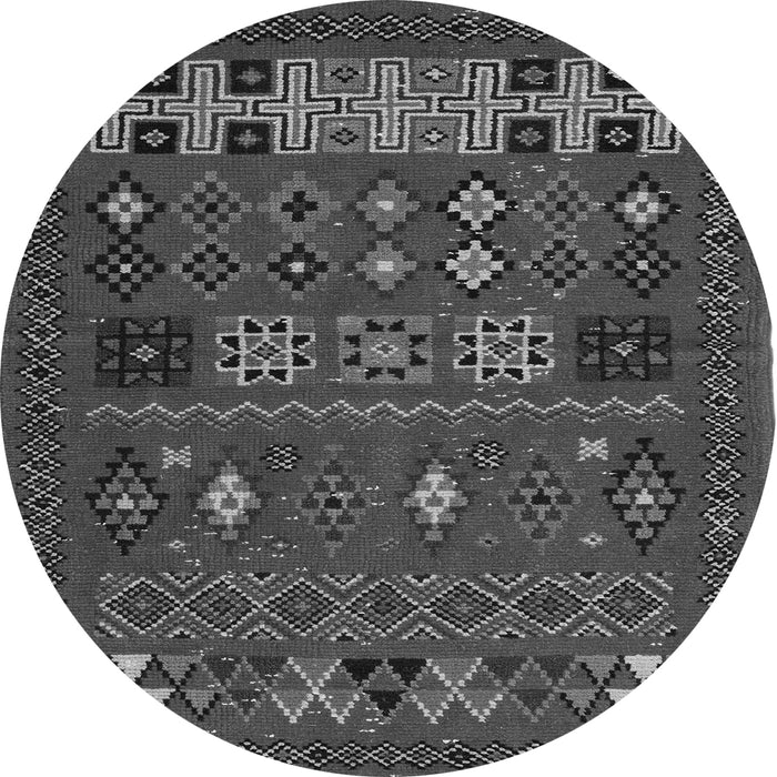 Round Machine Washable Southwestern Gray Country Rug, wshabs5275gry