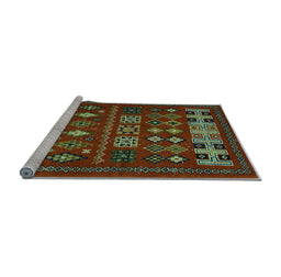 Sideview of Machine Washable Southwestern Light Blue Country Rug, wshabs5275lblu