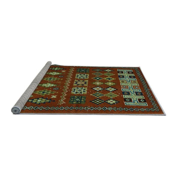 Sideview of Machine Washable Southwestern Light Blue Country Rug, wshabs5275lblu