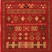 Square Machine Washable Southwestern Orange Country Area Rugs, wshabs5275org