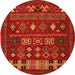 Round Southwestern Orange Country Rug, abs5275org