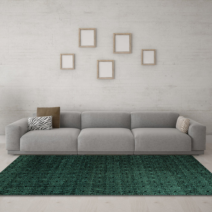 Machine Washable Abstract Turquoise Modern Area Rugs in a Living Room,, wshabs5276turq