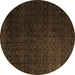 Round Machine Washable Abstract Brown Modern Rug, wshabs5276brn