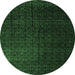 Round Abstract Emerald Green Modern Rug, abs5276emgrn