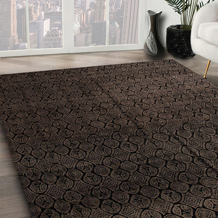 Abstract Coffee Brown Modern Rug in Family Room, abs5276