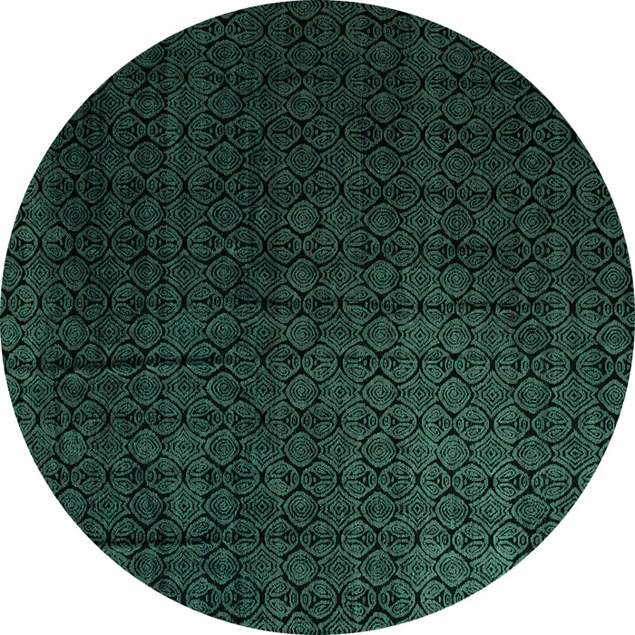 Round Machine Washable Abstract Turquoise Modern Area Rugs, wshabs5276turq