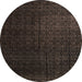 Round Machine Washable Abstract Coffee Brown Rug, wshabs5276