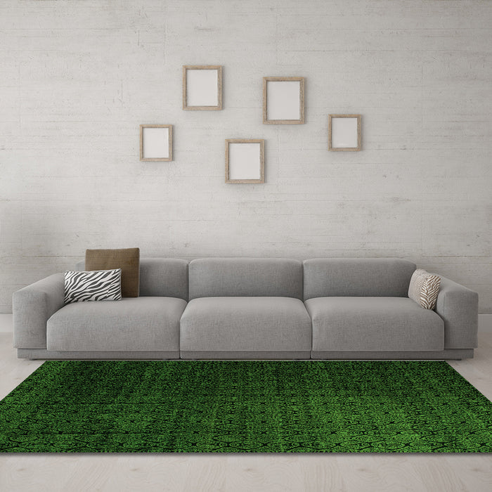 Machine Washable Abstract Green Modern Area Rugs in a Living Room,, wshabs5276grn