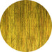 Round Machine Washable Abstract Yellow Modern Rug, wshabs5277yw