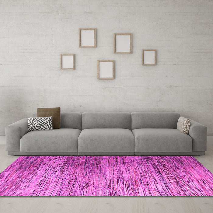 Machine Washable Abstract Pink Modern Rug in a Living Room, wshabs5277pnk