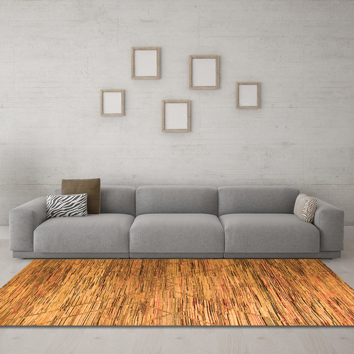 Machine Washable Abstract Orange Modern Area Rugs in a Living Room, wshabs5277org
