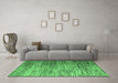 Machine Washable Abstract Emerald Green Modern Area Rugs in a Living Room,, wshabs5277emgrn