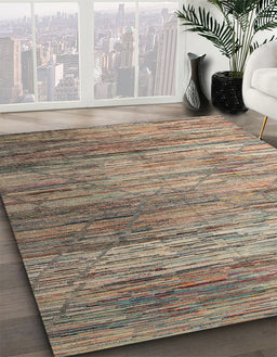 Abstract Light French Beige Brown Modern Rug in Family Room, abs5277