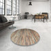 Round Abstract Light French Beige Brown Modern Rug in a Office, abs5277