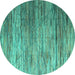 Round Abstract Turquoise Modern Rug, abs5277turq