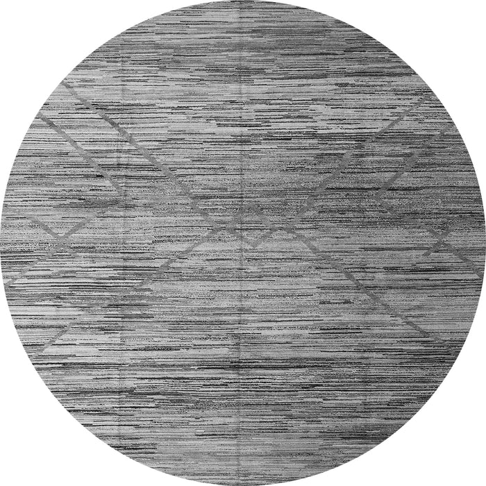Round Machine Washable Abstract Gray Modern Rug, wshabs5277gry