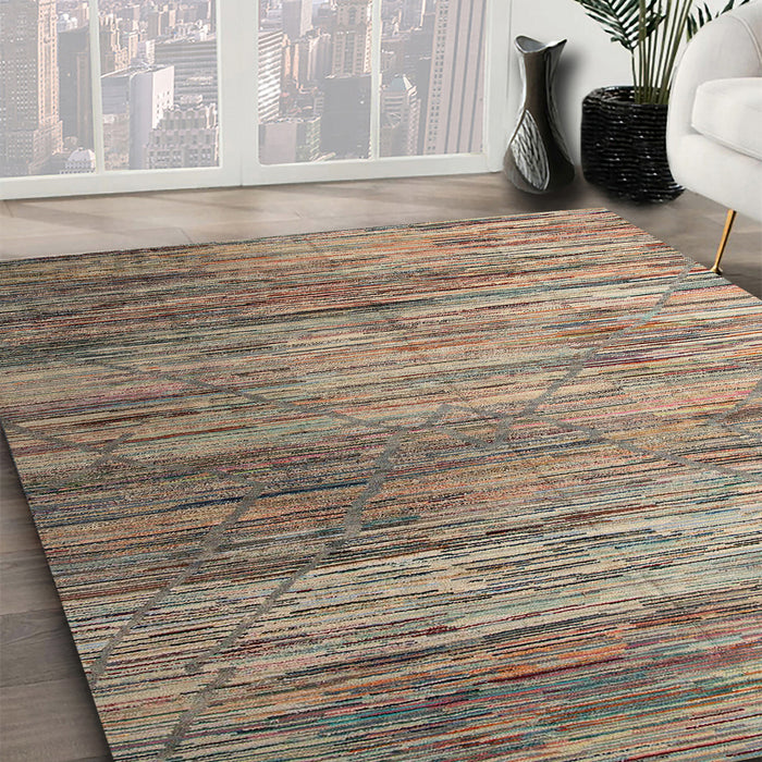 Abstract Light French Beige Brown Modern Rug in Family Room, abs5277