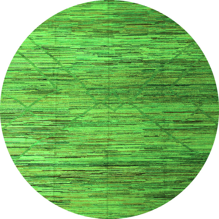 Round Abstract Green Modern Rug, abs5277grn