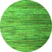 Round Abstract Green Modern Rug, abs5277grn