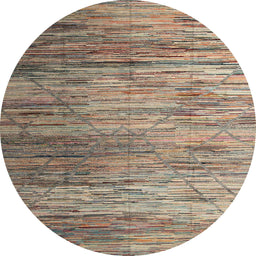 Round Abstract Light French Beige Brown Modern Rug, abs5277