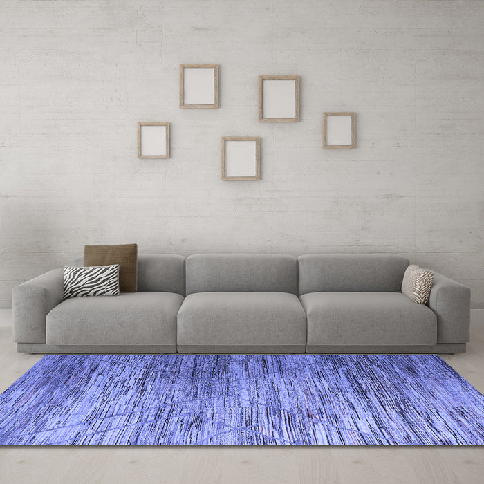 Machine Washable Abstract Blue Modern Rug in a Living Room, wshabs5277blu