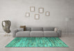 Machine Washable Abstract Turquoise Modern Area Rugs in a Living Room,, wshabs5277turq