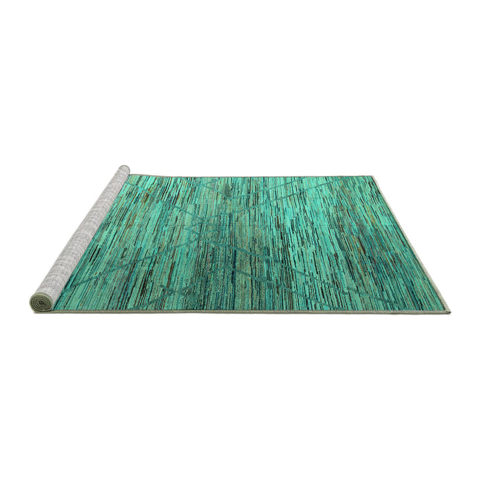 Sideview of Machine Washable Abstract Turquoise Modern Area Rugs, wshabs5277turq