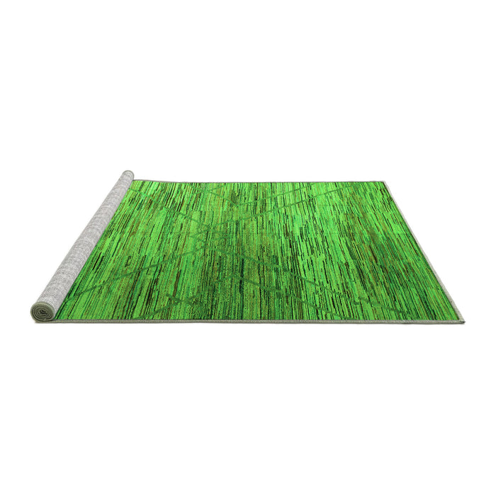 Sideview of Machine Washable Abstract Green Modern Area Rugs, wshabs5277grn