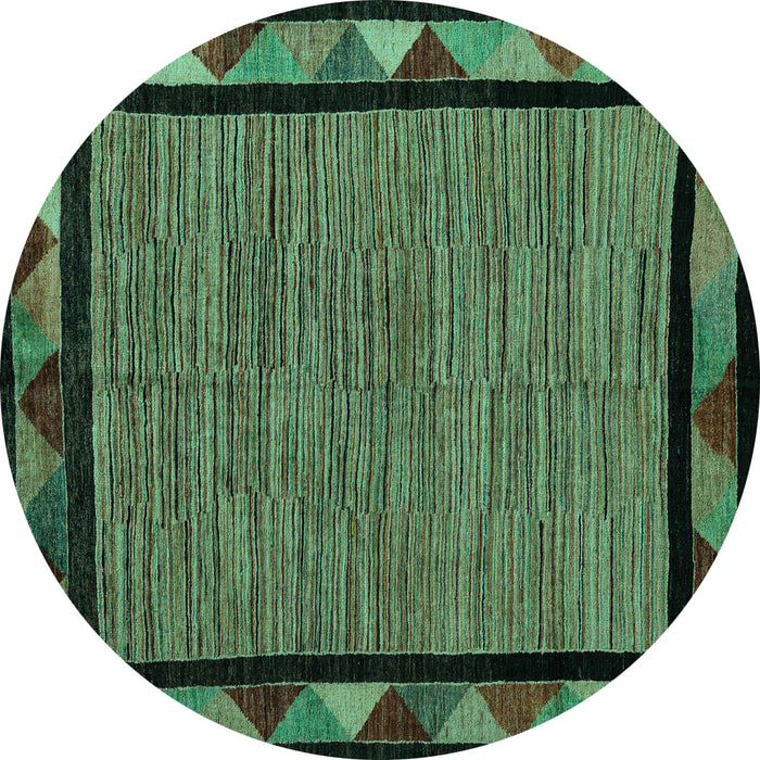Round Oriental Turquoise Modern Rug, abs5278turq