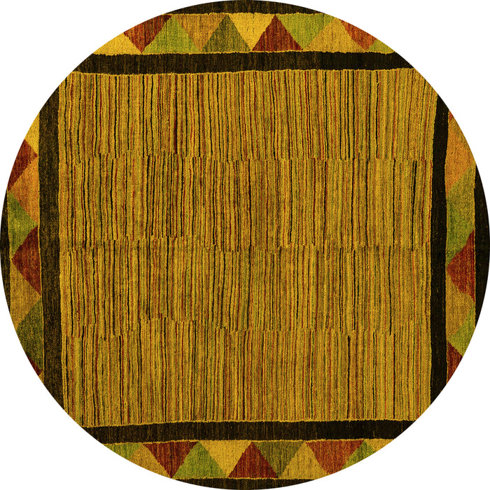 Round Oriental Yellow Modern Rug, abs5278yw