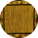 Round Oriental Yellow Modern Rug, abs5278yw