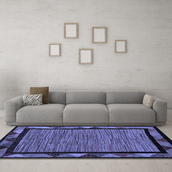 Machine Washable Oriental Blue Modern Rug in a Living Room, wshabs5278blu