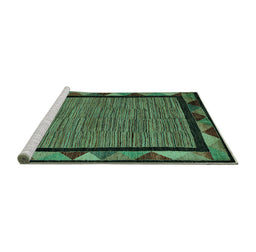 Sideview of Machine Washable Oriental Turquoise Modern Area Rugs, wshabs5278turq