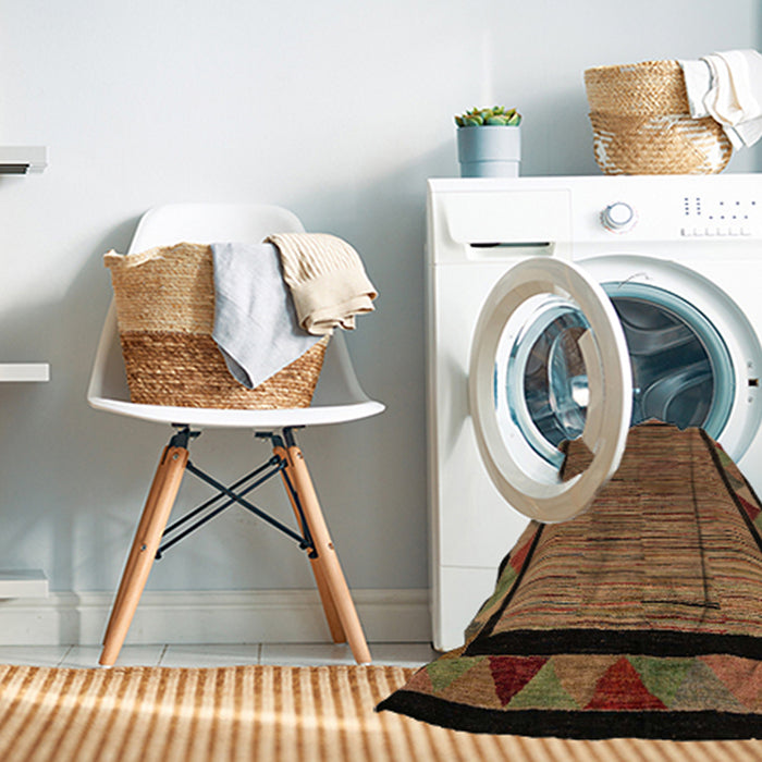 Machine Washable Abstract Night Red Rug in a Washing Machine, wshabs5278