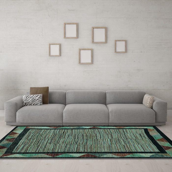 Machine Washable Oriental Light Blue Modern Rug in a Living Room, wshabs5278lblu