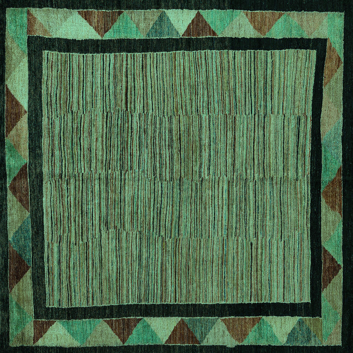 Square Machine Washable Oriental Turquoise Modern Area Rugs, wshabs5278turq
