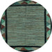 Round Oriental Light Blue Modern Rug, abs5278lblu