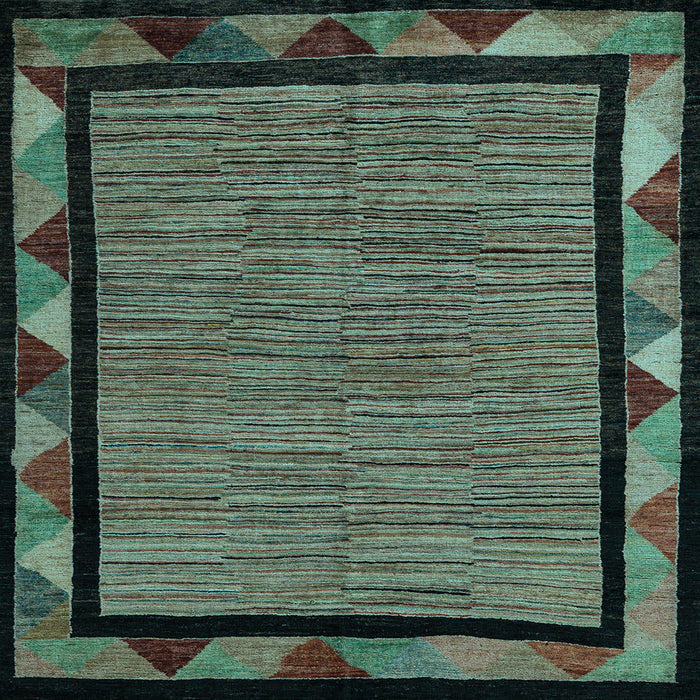 Square Machine Washable Oriental Light Blue Modern Rug, wshabs5278lblu