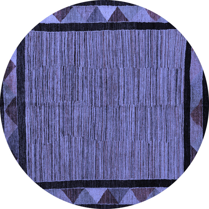 Round Machine Washable Oriental Blue Modern Rug, wshabs5278blu