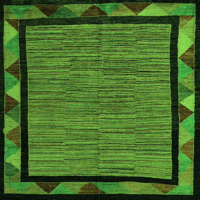 Square Machine Washable Oriental Green Modern Area Rugs, wshabs5278grn