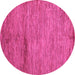 Round Oriental Pink Modern Rug, abs5279pnk