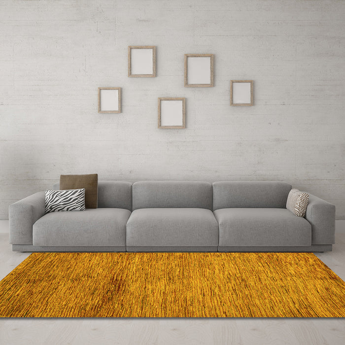 Machine Washable Oriental Yellow Modern Rug in a Living Room, wshabs5279yw