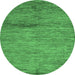 Round Machine Washable Oriental Emerald Green Modern Area Rugs, wshabs5279emgrn