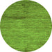 Round Machine Washable Oriental Green Modern Area Rugs, wshabs5279grn