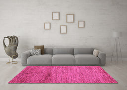 Machine Washable Oriental Pink Modern Rug in a Living Room, wshabs5279pnk