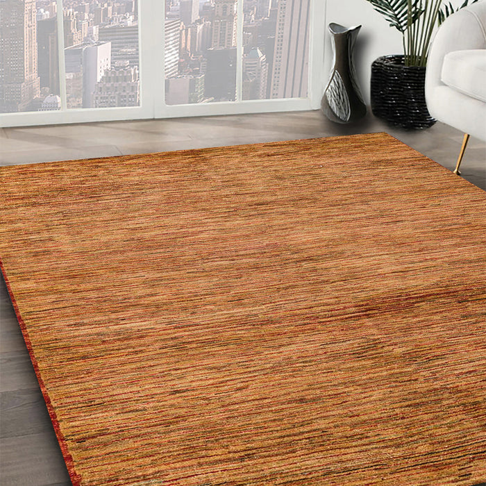 Abstract Orange Oriental Rug in Family Room, abs5279