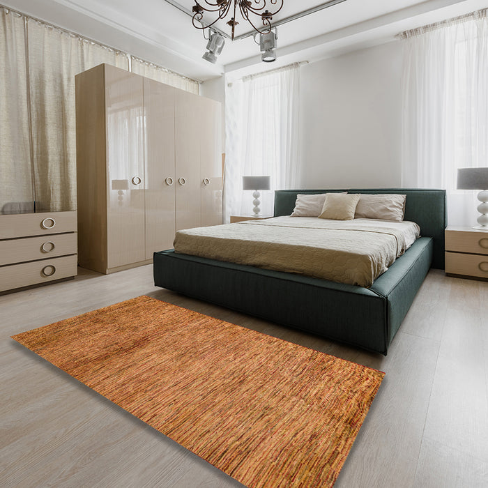 Abstract Orange Oriental Rug in a Bedroom, abs5279