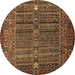 Round Abstract Brown Modern Rug, abs527brn